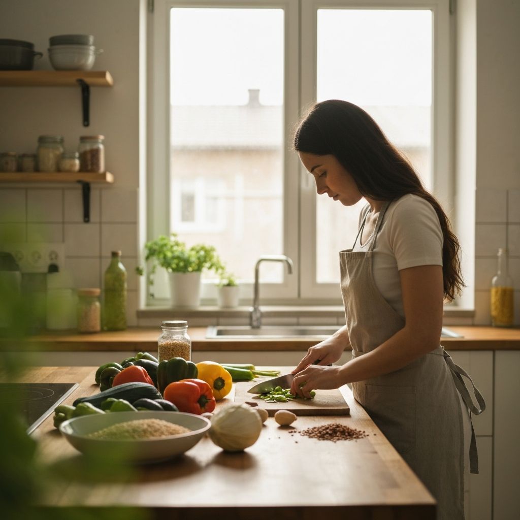 Home kitchen with natural light and ingredient preparation