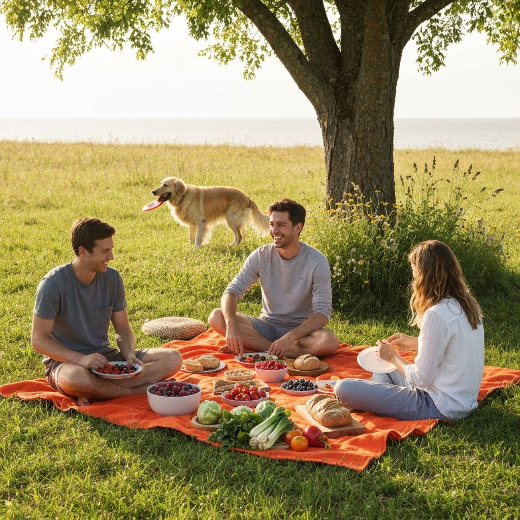 Relaxed outdoor picnic with fresh wholesome foods